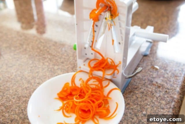 Easy Korean Zucchini Noodles 3 Freshly Spiralized Carrots and Zucchini for Korean Recipe