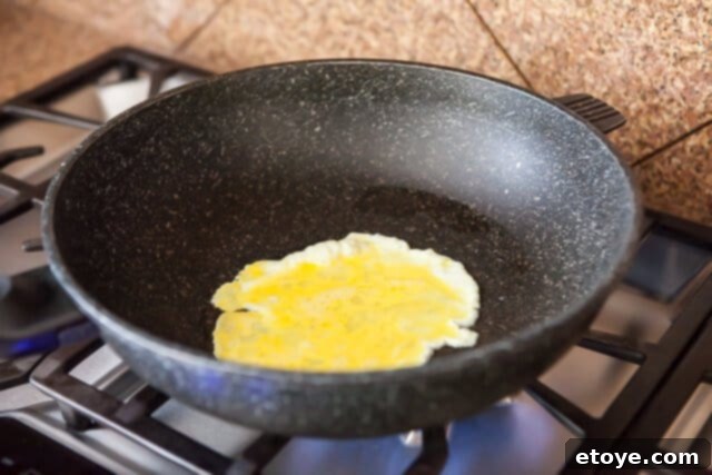 Korean Zucchini Noodle Recipe - Fry Egg Frying Egg for Korean Zucchini Noodle Recipe