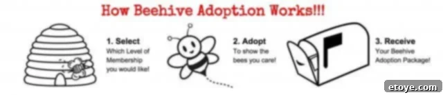 Educational illustration of a beehive, symbolizing the adoption program.