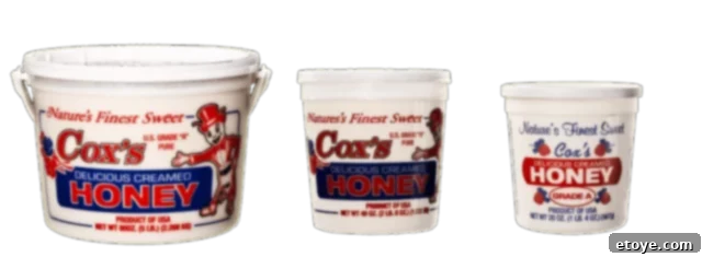 Close-up of rich, smooth creamed honey.