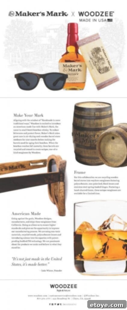 Woodzee and Maker's Mark bourbon barrel sunglasses