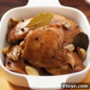 Authentic Filipino Chicken Adobo 4 Chicken adobo in a baking dish, ready to serve