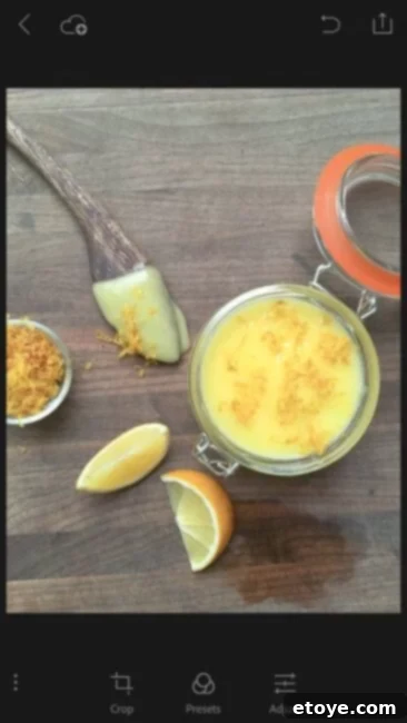 Adobe Photoshop Fix & Lightroom Mobile 3 Before and after comparison of Lemon Curd photo edited with Adobe Lightroom Mobile