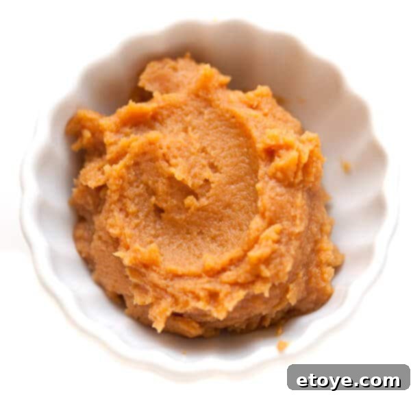 A bowl of rich miso paste, highlighting its texture and color.