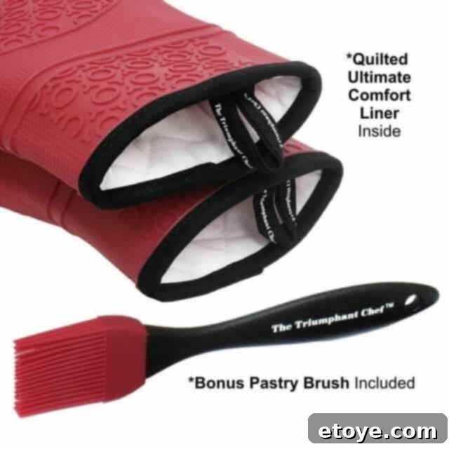 Fabric Lined Silicone Oven Mitts for Comfort