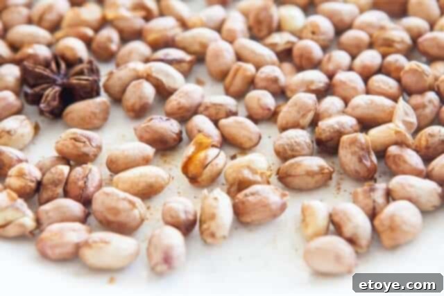 Perfectly roasted peanuts, golden brown and fragrant.