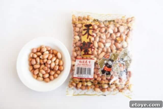 Essential ingredients: raw shelled peanuts ready for microwave roasting.