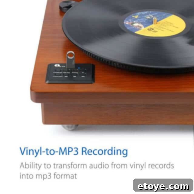 Experience Wireless Vinyl Bluetooth Turntable Review Giveaway 4 Close-up of a Bluetooth Turntable's Controls and Details