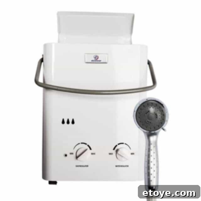 Outdoor dog washing with portable hot water heater