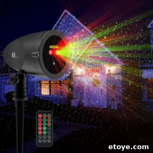 1byone Outdoor Christmas Laser Light Giveaway 2 1byone Christmas Outdoor Laser Light illuminating a festive scene