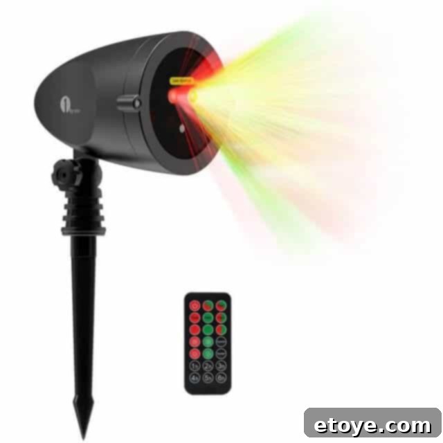 1byone Outdoor Christmas Laser Light Giveaway 3 1byone laser lights in action, showcasing vibrant red and green dots