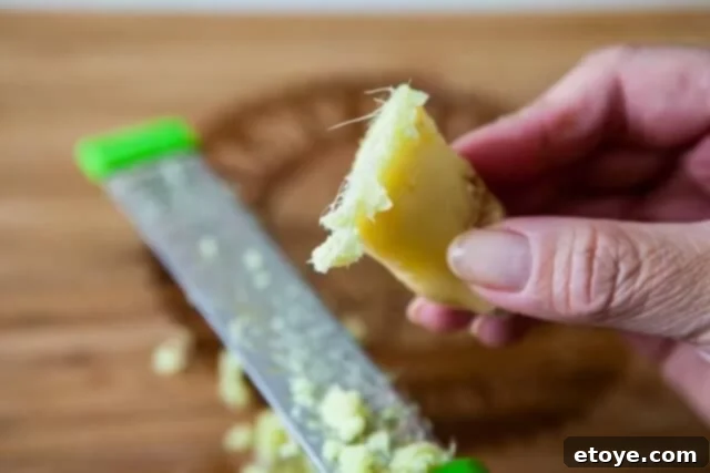 Making the Most of Leftover Ginger 8 Detailed view of ginger's tough fibers after the pulp has been grated, illustrating the microplane's efficiency