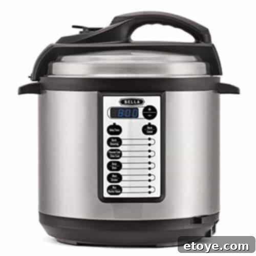 Bella Pressure Cooker in a kitchen setting, perfect for fast cooking