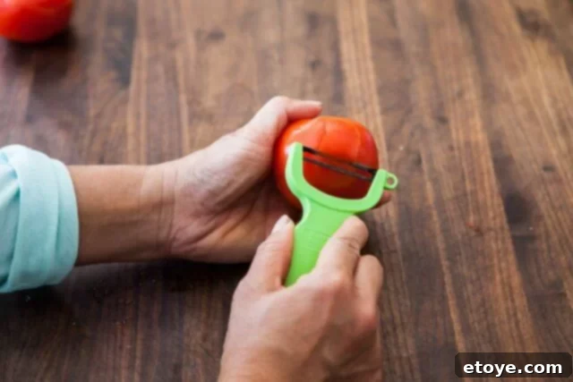 How to peel tomatoes quickly with a vegetable peeler