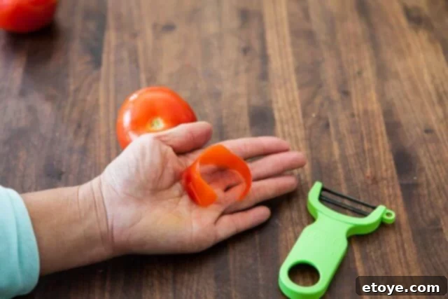 Efficient tomato peeling technique