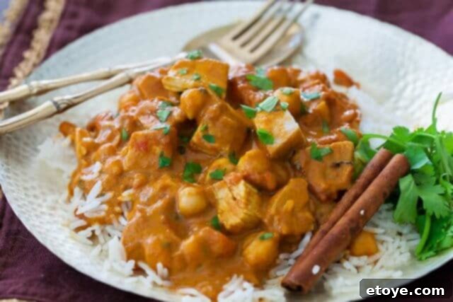 Leftover Turkey Tikka Masala 14 Served Turkey Tikka Masala with rice and cilantro