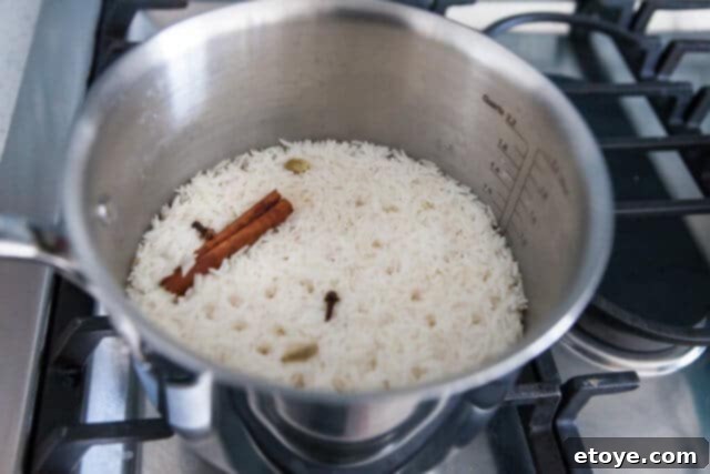 Leftover Turkey Tikka Masala 7 Cooking basmati rice with whole spices