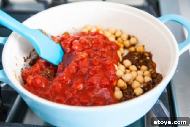 Leftover Turkey Tikka Masala 10 Crushed tomatoes and garbanzo beans added to sauce