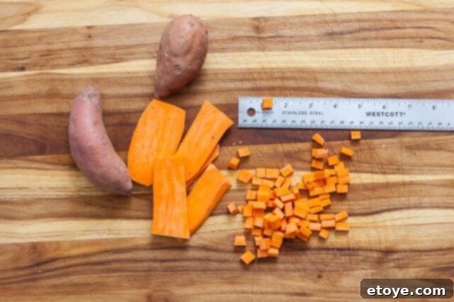Diced sweet potato
