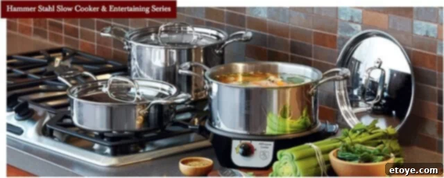 Hammer Stahl Slow Cooker Review Delicious Meals and a Chance to Win 3 Hammer Stahl Slow Cooker base and stockpot, showcasing its elegant design.