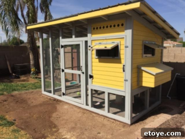 Inspiring Chicken Coops from Our Readers 2 Jay W's custom Palace Chicken Coop featuring a cleverly relocated front-facing door for easy access and optimized space utilization