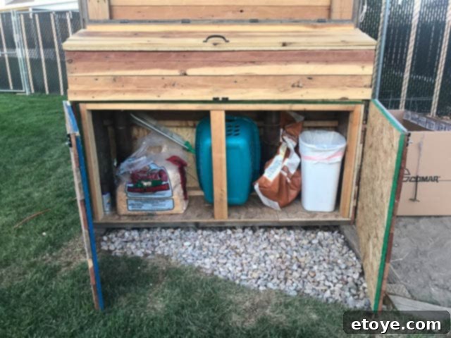 Inspiring Chicken Coops from Our Readers 26 Interior view of Eric's chicken coop storage cabinet, showcasing its generous capacity and organized potential