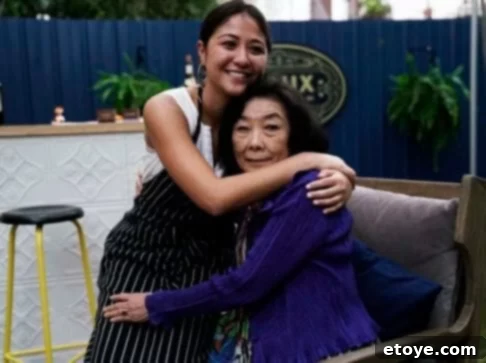 Siobhan and her grandmother Haboo smiling together, sharing a heartfelt moment