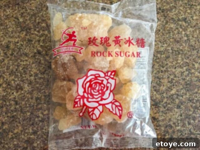 Exquisite Chinese Bird's Nest Soup 13 An open package of rock sugar, showing the large, irregular crystals.