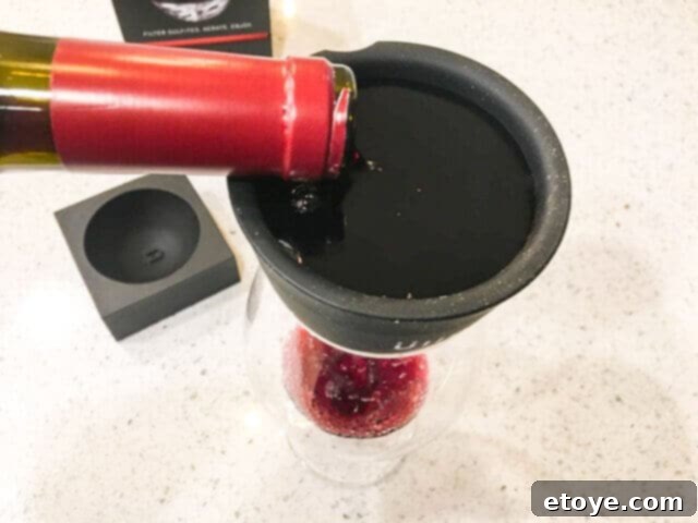 Wine Purifier Ends Hangovers and Headaches 12 Wine flowing through Ullo Purifier