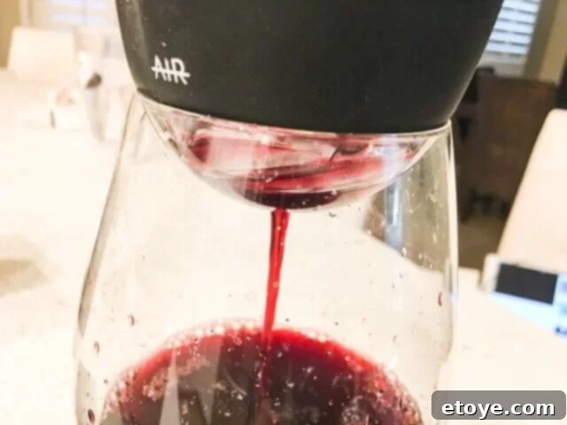 Wine Purifier Ends Hangovers and Headaches 14 Close-up of wine aerating in Ullo