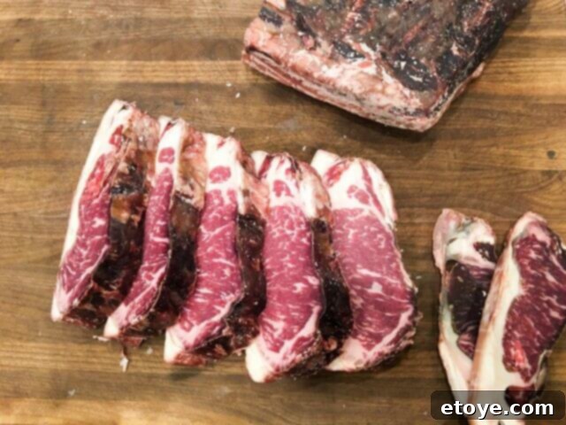 SteakAger Review Plus Win One 18 Individual dry-aged steak slices and the discarded 'bark' pieces