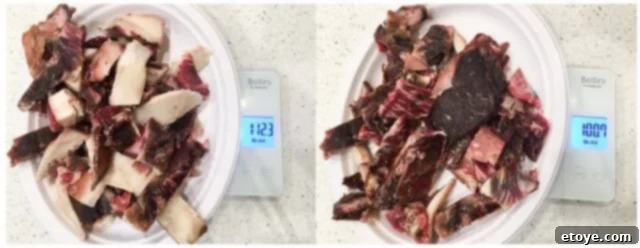 SteakAger Review Plus Win One 22 A separate tray showing 2.13 pounds of discarded trimmings (bark and excess fat)