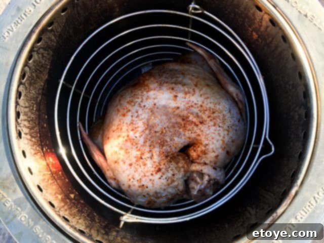 Cooking your oil-less deep fried turkey in the Big Easy. Deep fried turkey without oil - using big easy