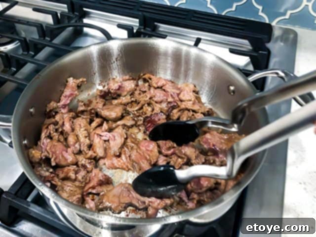 My Favorite Sauté Pan: American Made Excellence 3 Beef sizzling in Hammer Stahl Saute Pan