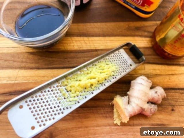 Shrimp Teriyaki Recipe grate ginger Shrimp Teriyaki Recipe grate ginger on a microplane zester for fine, fiber-free ginger