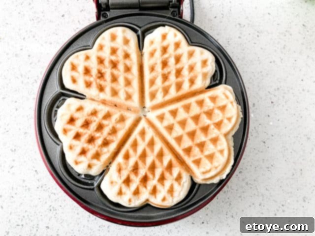 Kalorik Heart Waffle Maker Review and Giveaway 5 Freshly Cooked Heart-Shaped Waffles