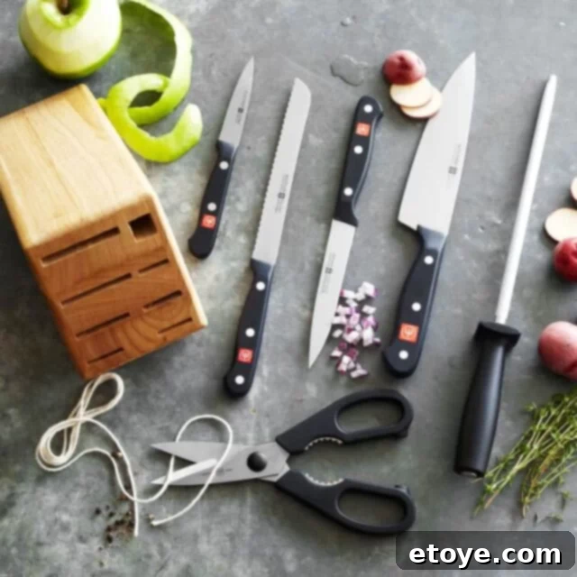 Wüsthof Gourmet 7-Piece Block Set in a kitchen setting