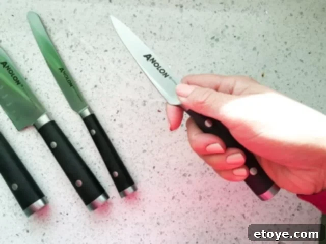 Anolon 17-Piece Japanese Knife Set Review Plus a Chance to Win 5 Anolon 17-Piece Japanese Paring Knife for delicate kitchen tasks