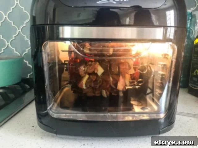 Power Air Fryer Oven Review - skewers Power Air Fryer Oven Review - Cooked Skewers
