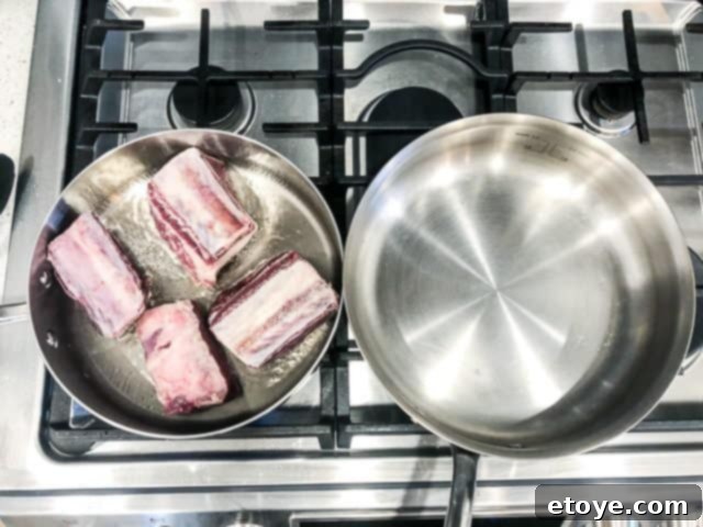 Anolon Advanced Tri Ply 10-Piece Cookware Set: Is It Worth Your Money? Plus a Giveaway! 3 Anolon Advanced Tri-Ply 3-quart sauté pan browning four short ribs