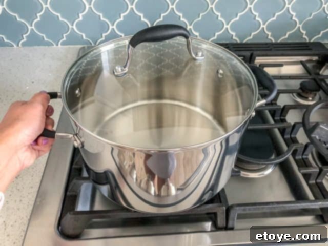 Anolon Advanced Tri-Ply Cookware review stockpot Anolon Advanced Tri-Ply 8-quart stockpot filled with liquid, demonstrating its large capacity