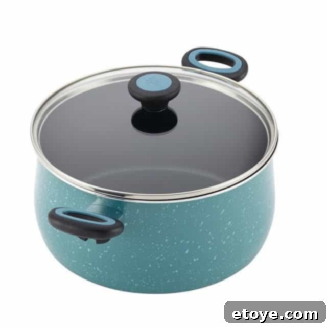 Win a Paula Deen Riverbend 12-Piece Cookware Set 3 Close-up of Paula Deen Riverbend Cookware in Gulf Blue