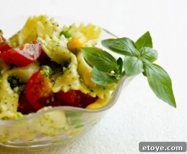 Overhead View of Peanut Pesto Pasta Salad