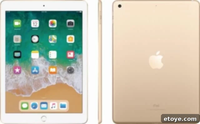 Close-up of a golden Apple iPad showing its sleek design