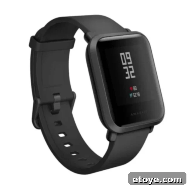 Huami: Smart Beyond Time 2 Amazfit Bip Smartwatch showcasing its sleek design and always-on display