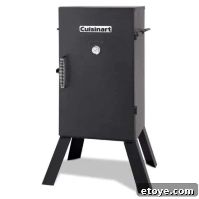 Cuisinart Vertical Electric Smoker Full Review Plus Giveaway 2 Cuisinart Vertical Electric Smoker in a backyard setting