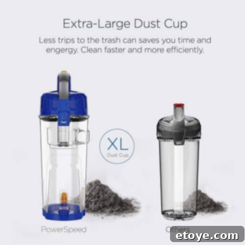 Eureka PowerSpeed Powerful Lightweight Bagless Upright Vacuum 6 Eureka PowerSpeed Extra-Large Dust Cup
