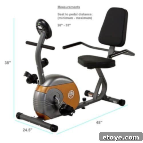 Close-up of the comfortable padded seat on the exercise bike