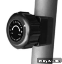 Detailed view of the magnetic resistance adjustment knob
