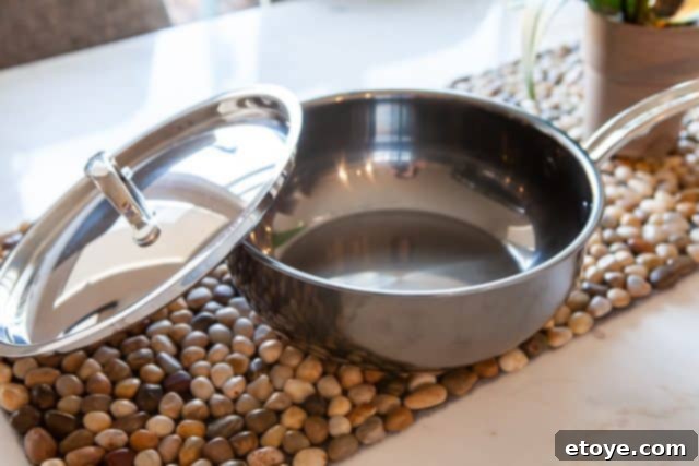 Hestan Nanobond Essential Pan Review & Giveaway 3 Hestan Nanobond Essential Pan showcasing its sleek design on a clean kitchen counter